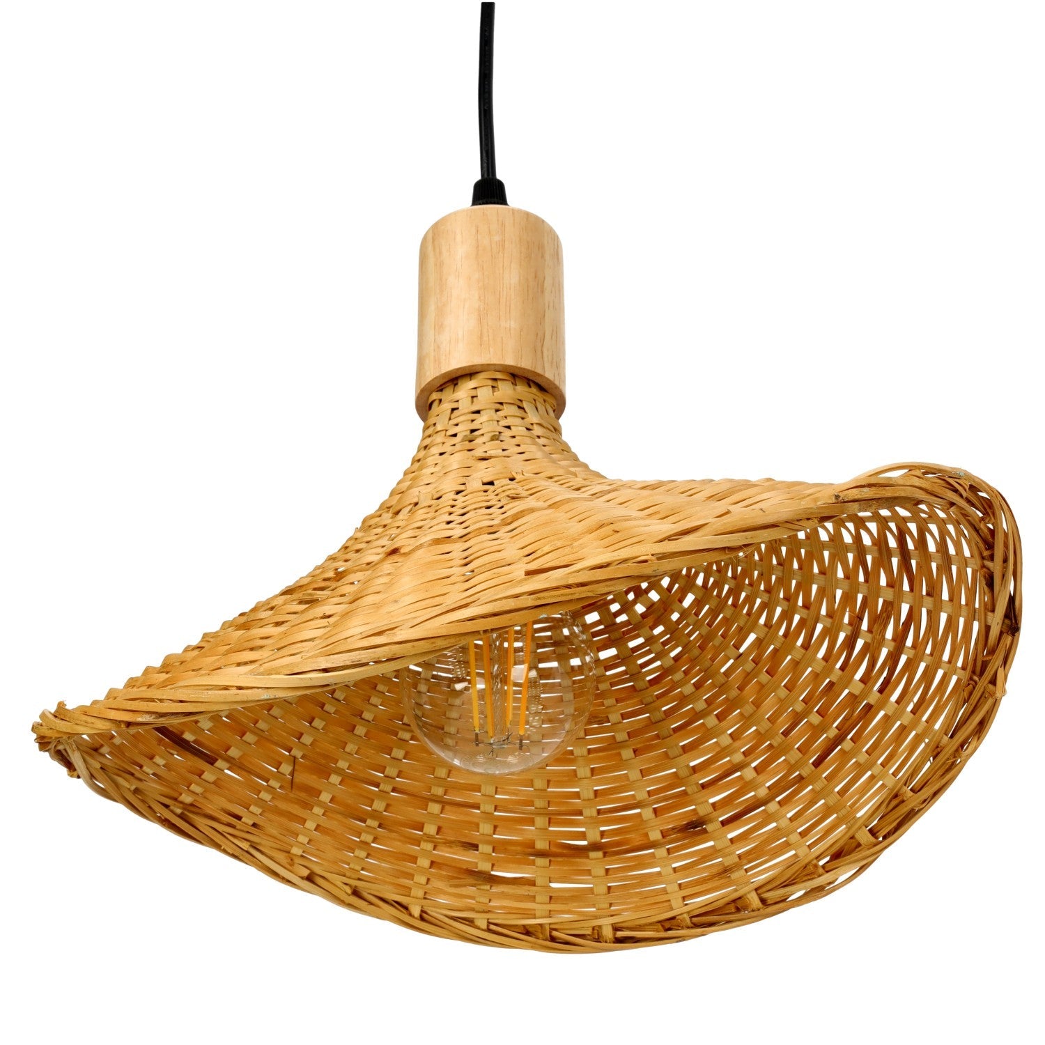 Lampa wisząca BIMINI boho klosz 33cm pleciony Naturalna SUFITOWA E27 Bambus - LAITICA