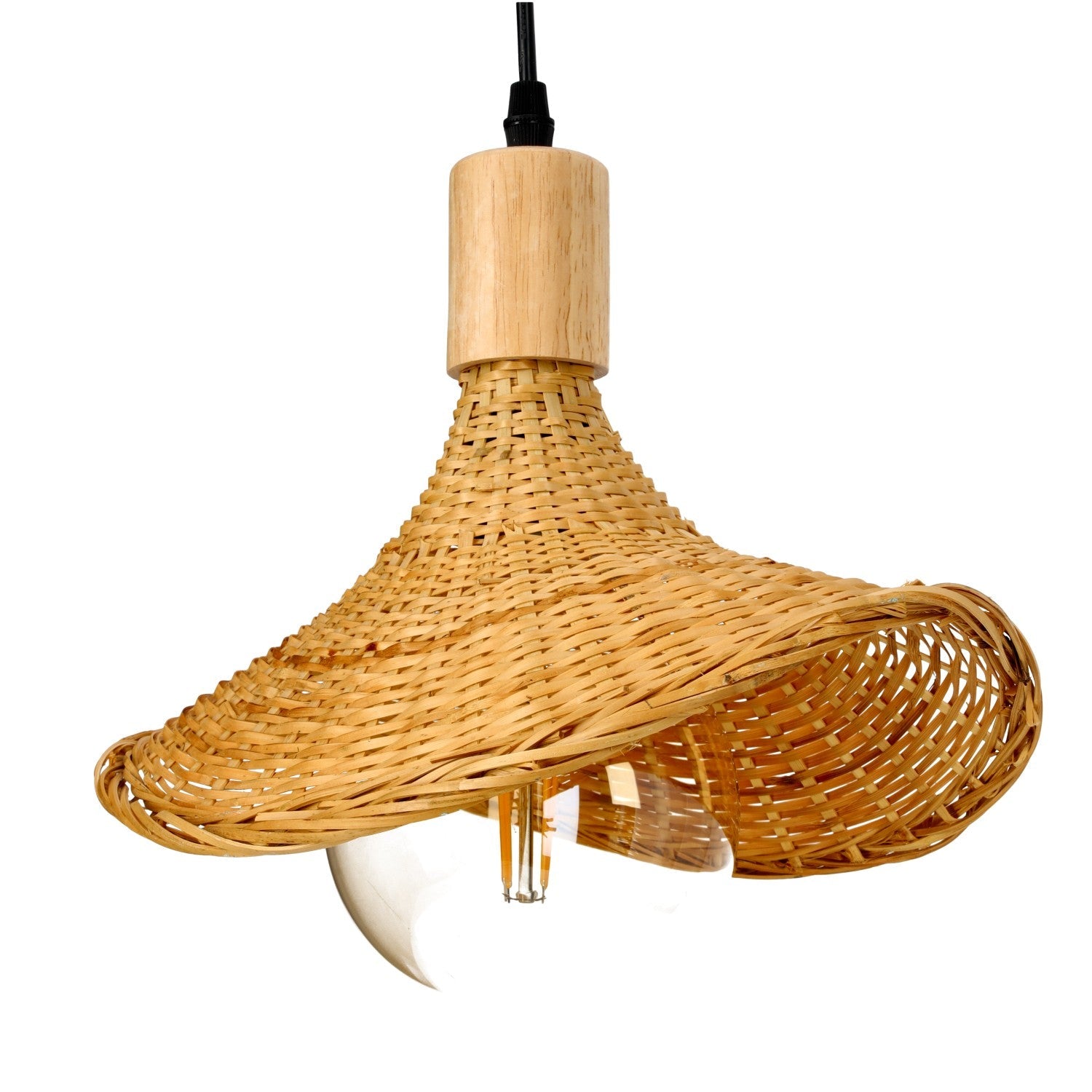 Lampa wisząca BIMINI boho klosz 33cm pleciony Naturalna SUFITOWA E27 Bambus - LAITICA
