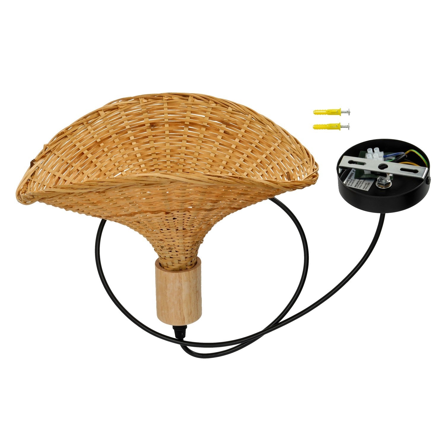 Lampa wisząca BIMINI boho klosz 33cm pleciony Naturalna SUFITOWA E27 Bambus - LAITICA