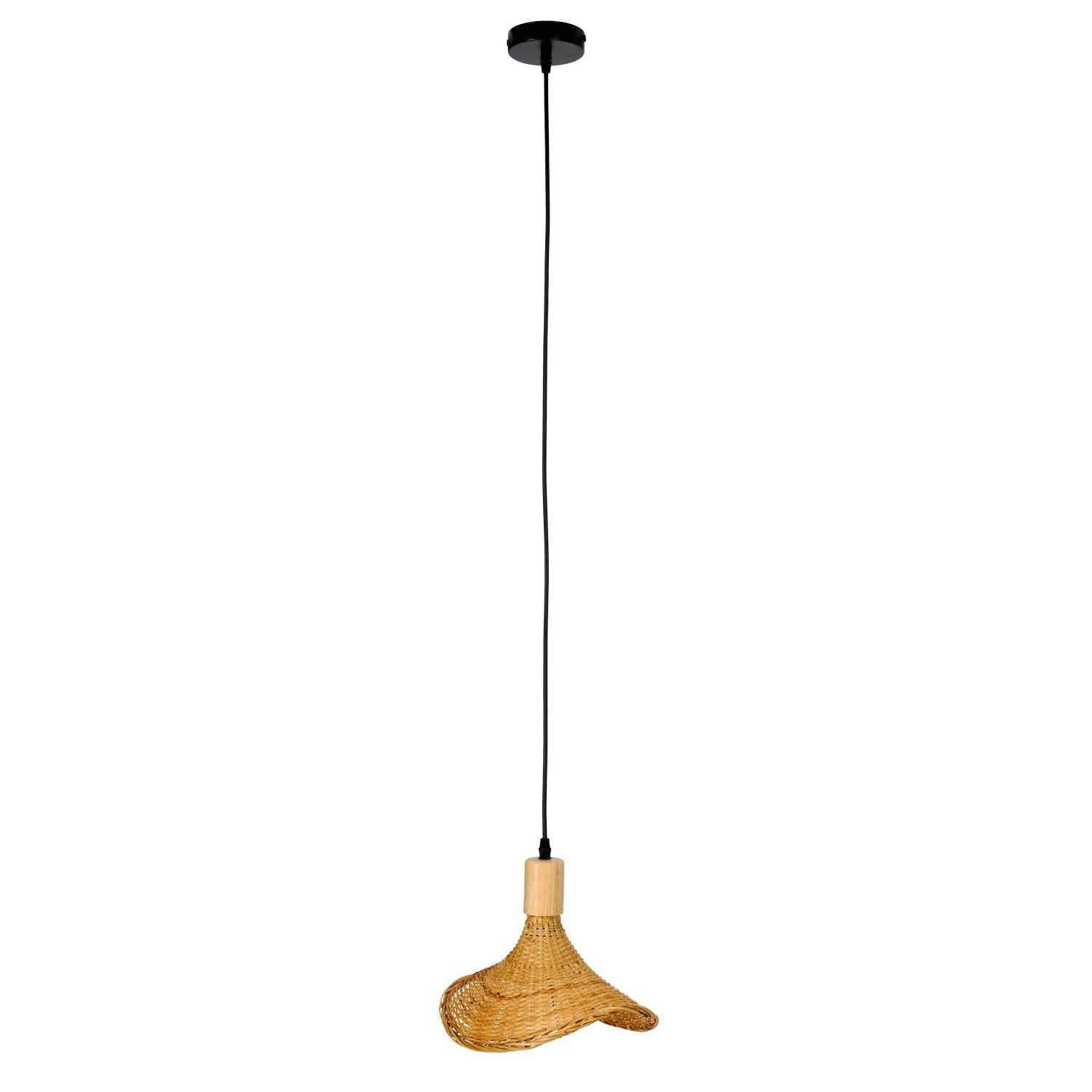 Lampa wisząca BIMINI boho klosz 33cm pleciony Naturalna SUFITOWA E27 Bambus - LAITICA