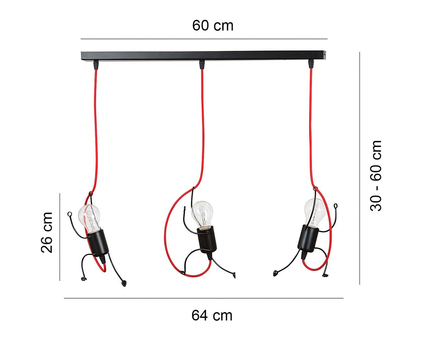 Lampa wisząca BOBI 3 BLACK dziecięca czarna - LAITICA
