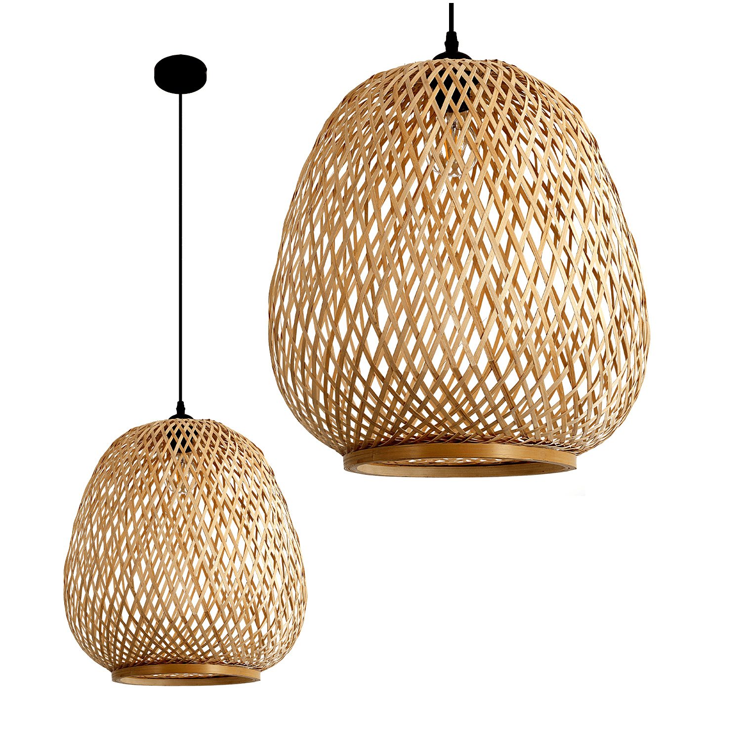 Lampa Wisząca BOHO BARSO z Bambusa NATURALNY design ozdobna Stylowa 1xE27 - LAITICA