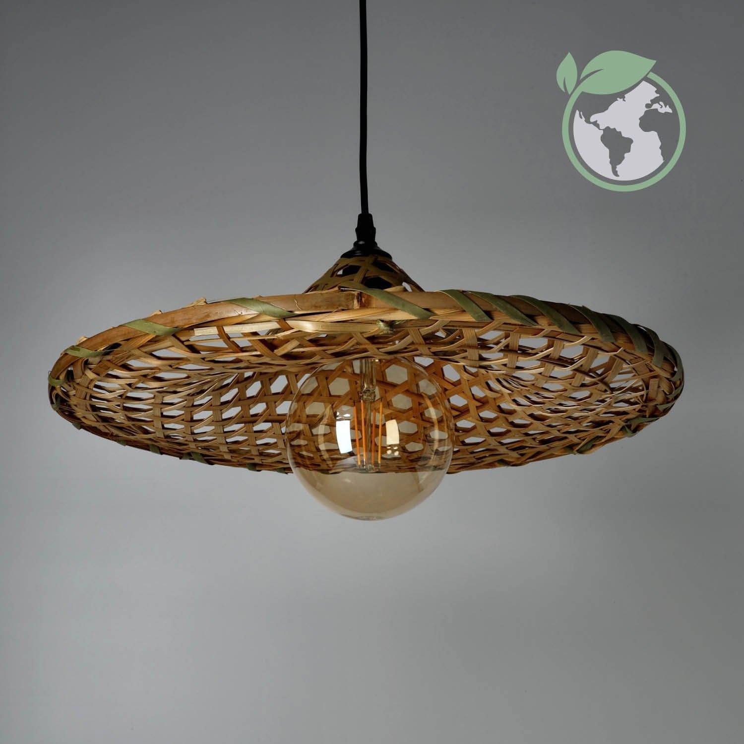 Lampa wisząca BOHO BRAGA okrągły klosz bambusowy - LAITICA
