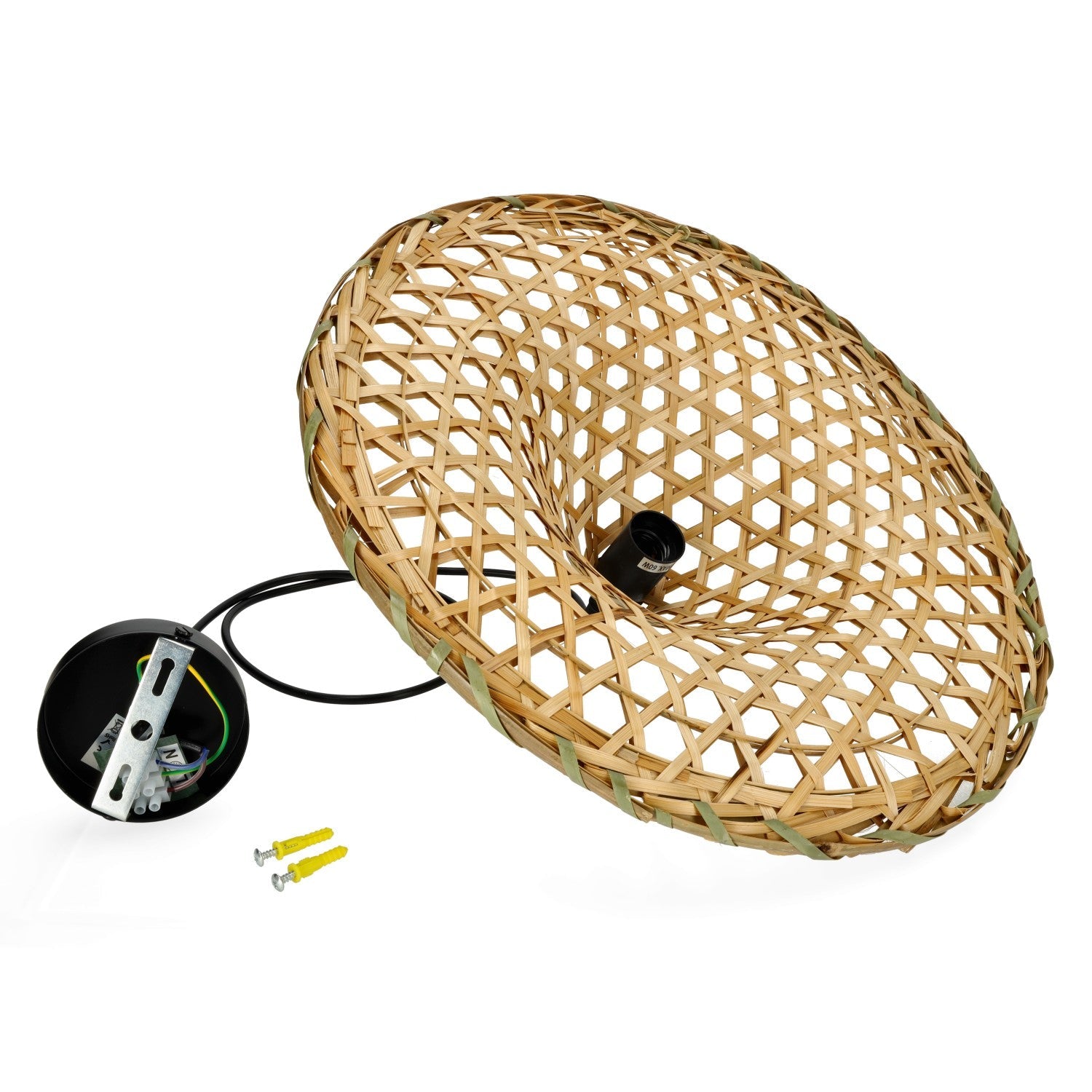 Lampa wisząca BOHO BRAGA okrągły klosz bambusowy - LAITICA