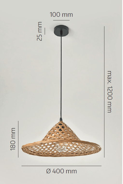 Lampa wisząca BOHO BRAGA okrągły klosz bambusowy - LAITICA