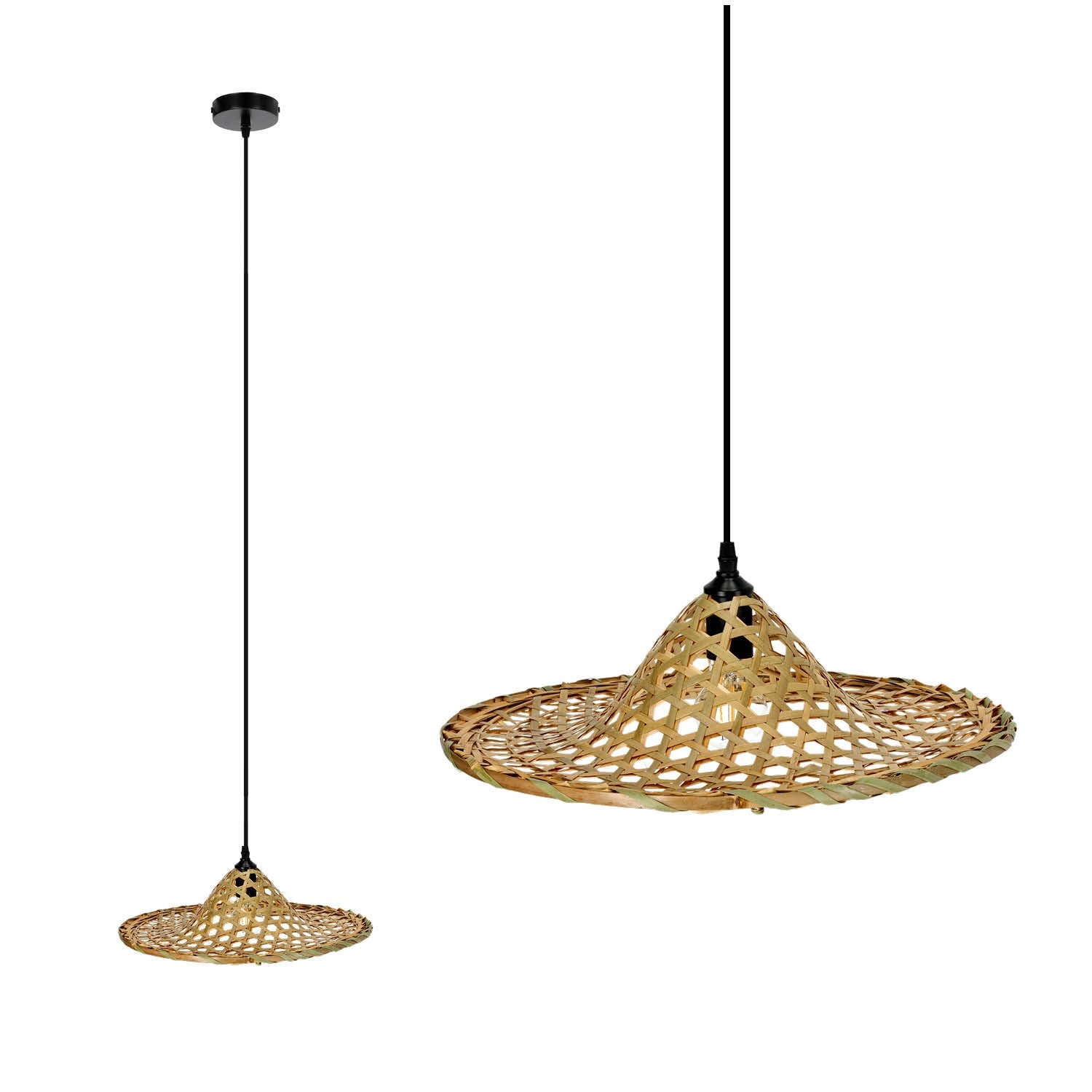 Lampa wisząca BOHO BRAGA okrągły klosz bambusowy - LAITICA
