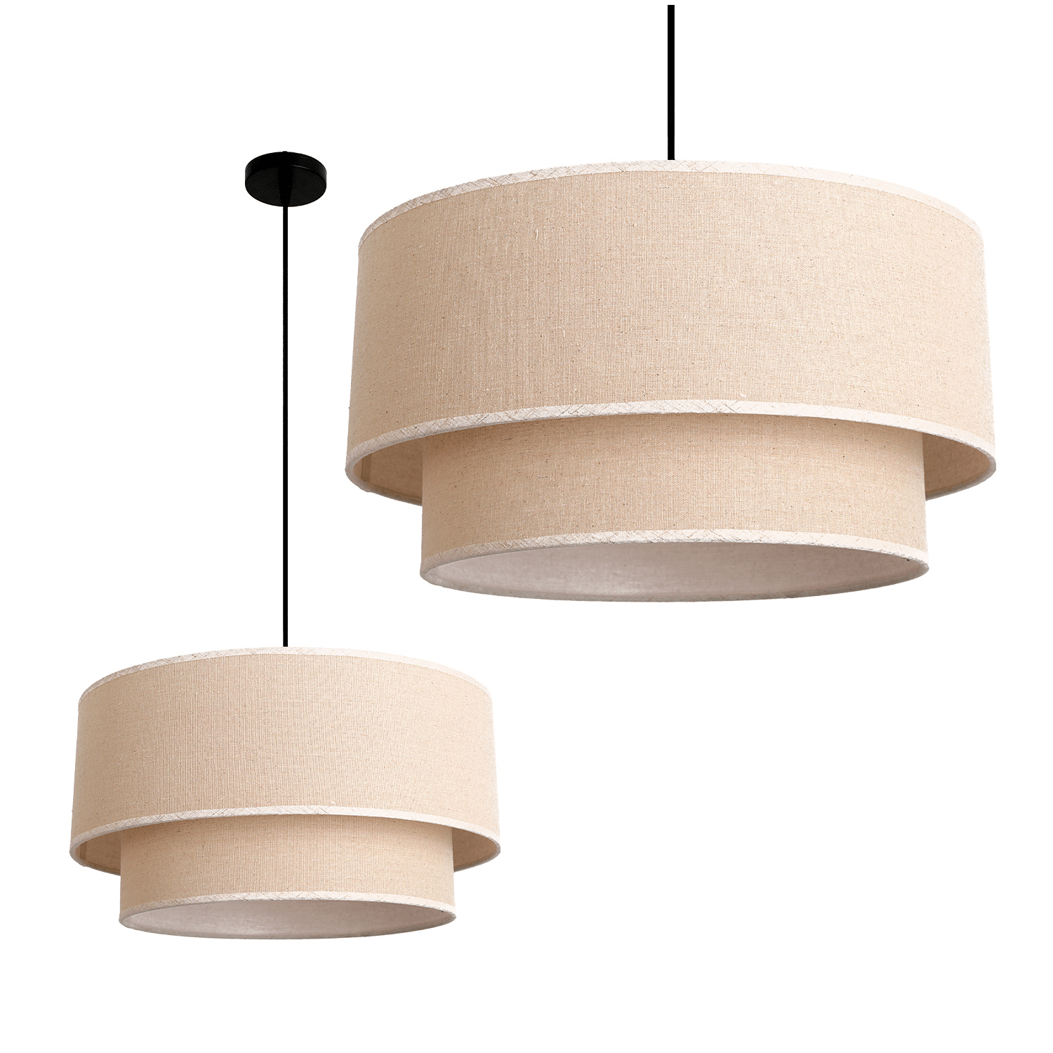 Lampa wisząca Boho FLOXEN okrągły klosz TKANINA naturalna 1xE27 SUFITOWA - LAITICA