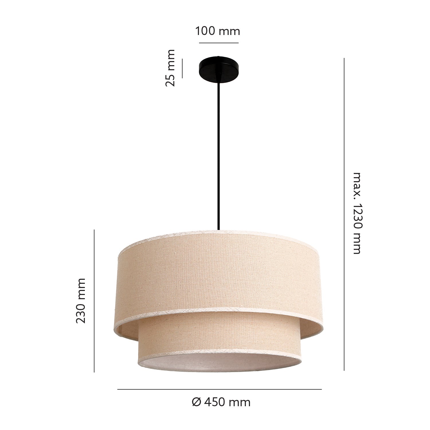Lampa wisząca Boho FLOXEN okrągły klosz TKANINA naturalna 1xE27 SUFITOWA - LAITICA