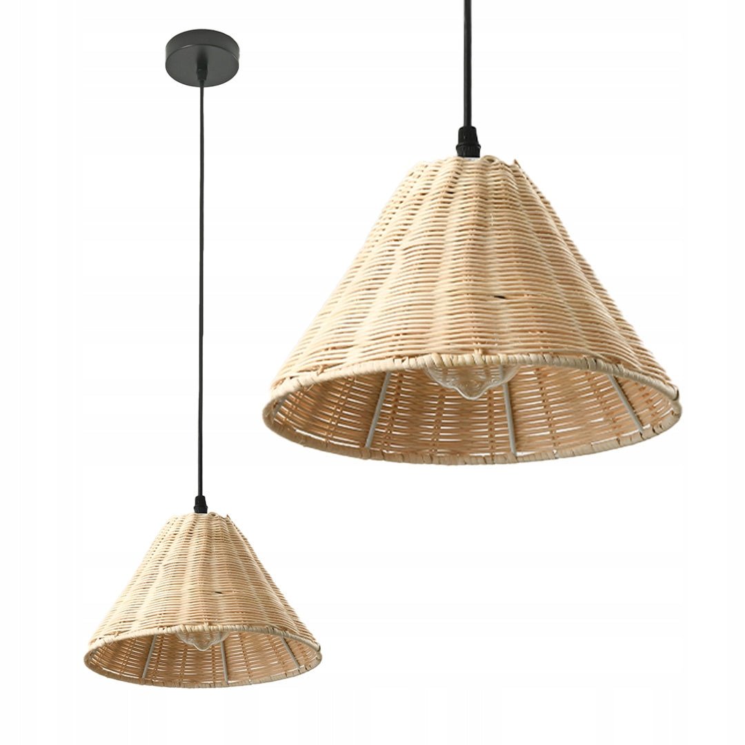 Lampa Wisząca BOHO Sufitowa Rattanowa E27 odcienie beżu Pleciona - LAITICA