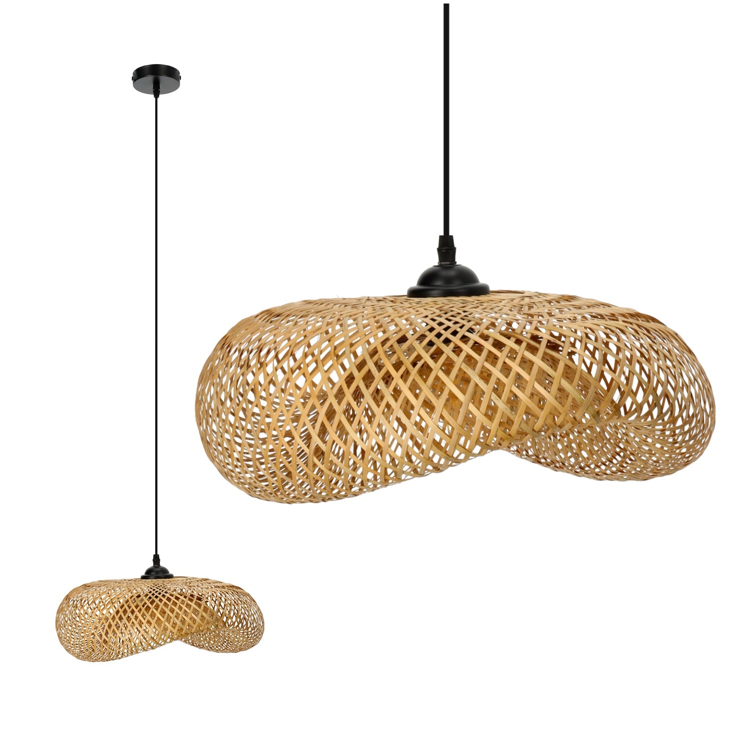 Lampa wisząca BRUGIA M boho sufitowa 50 cm pleciona DUŻA BAMBUSOWA na E27 - LAITICA