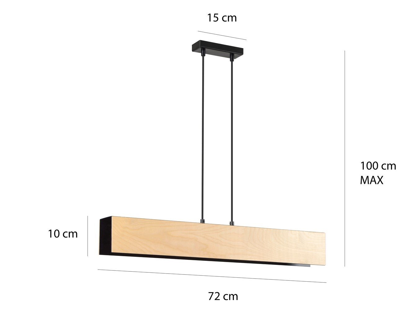 Lampa wisząca CARLO 3 BLACK skandynawska, drewno, czarna - LAITICA