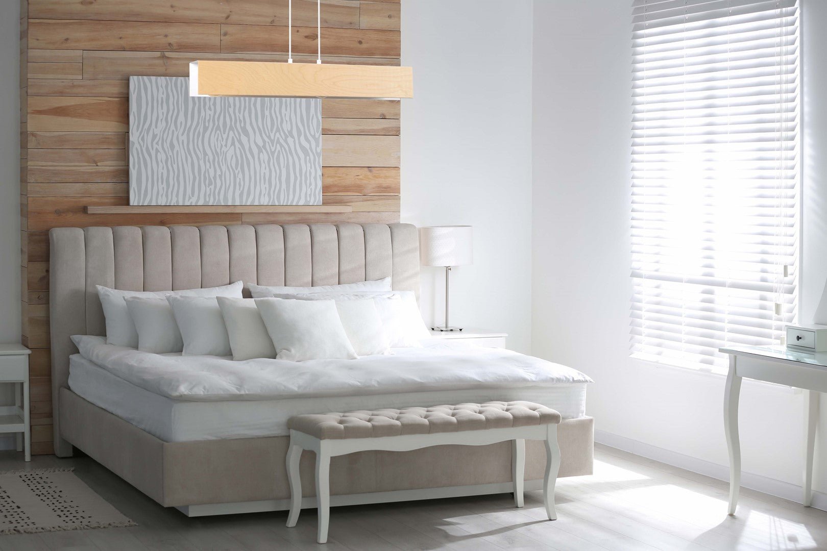 Lampa wisząca CARLO 3 WHITE skandynawska, drewno, biała - LAITICA