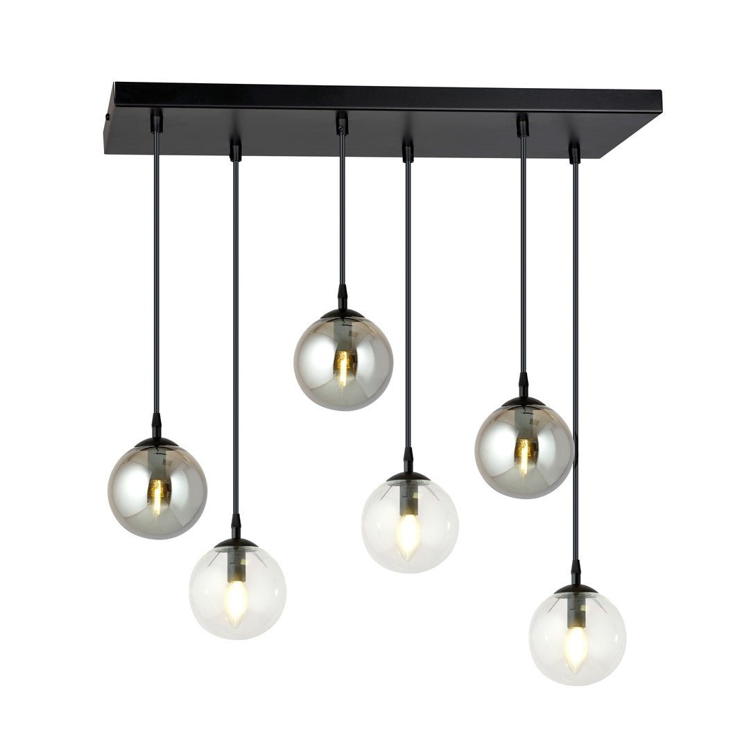 Lampa wisząca COSMO 6 BL MIX2 loft, klosz szklany - LAITICA
