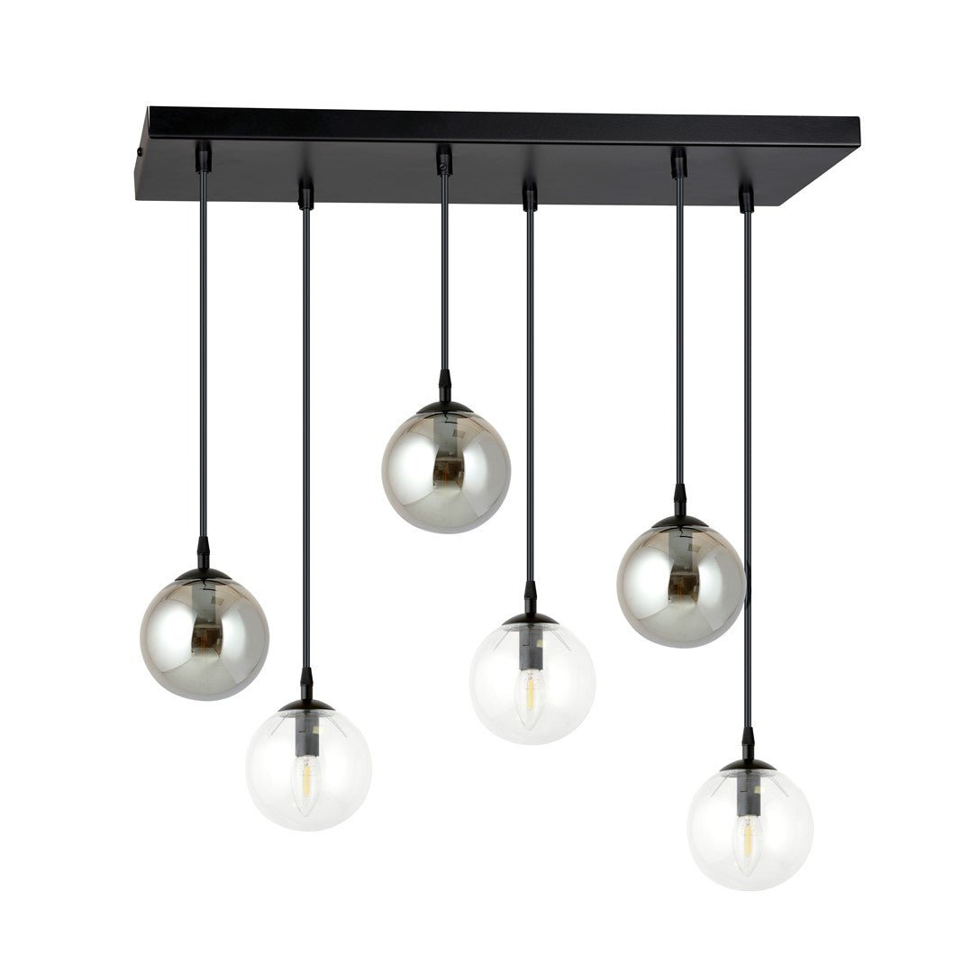 Lampa wisząca COSMO 6 BL MIX2 loft, klosz szklany - LAITICA