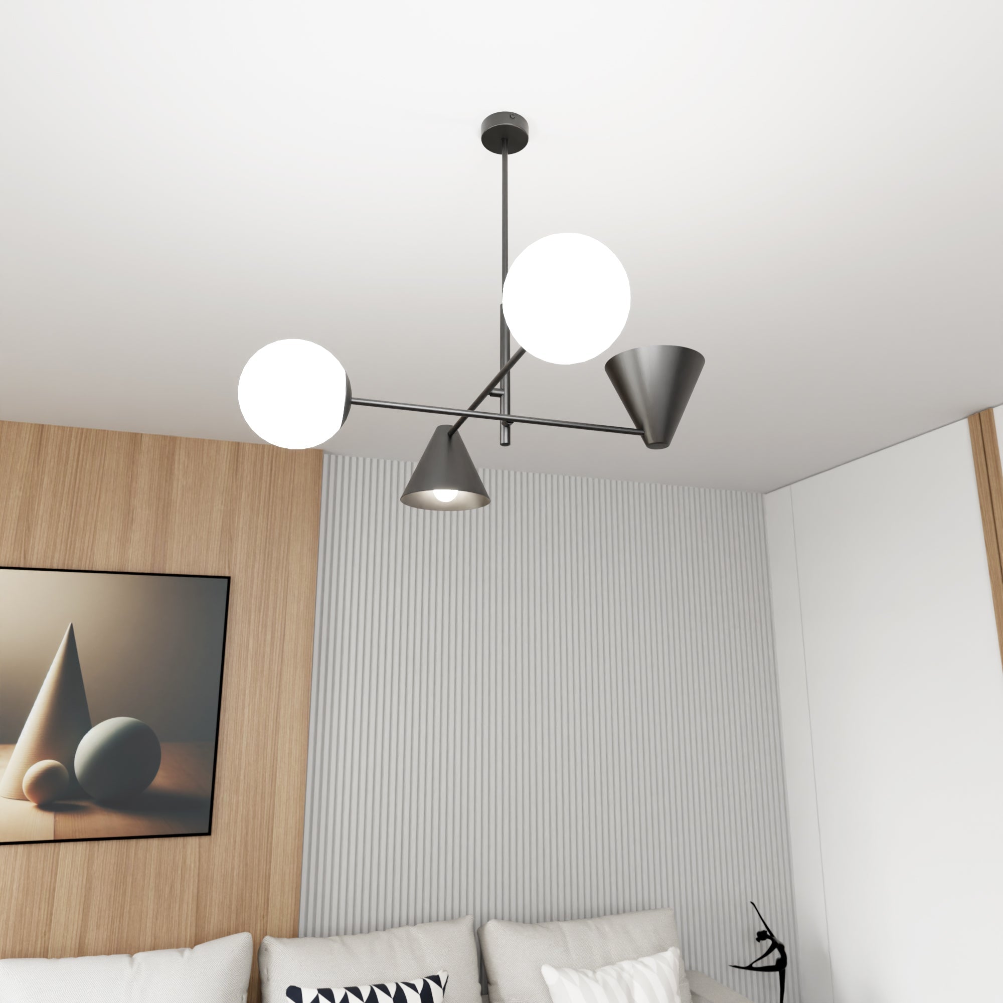 Lampa wisząca czarna INEZ sufitowa 4 - punktowa E14 klosz metalowy i okrągły - LAITICA