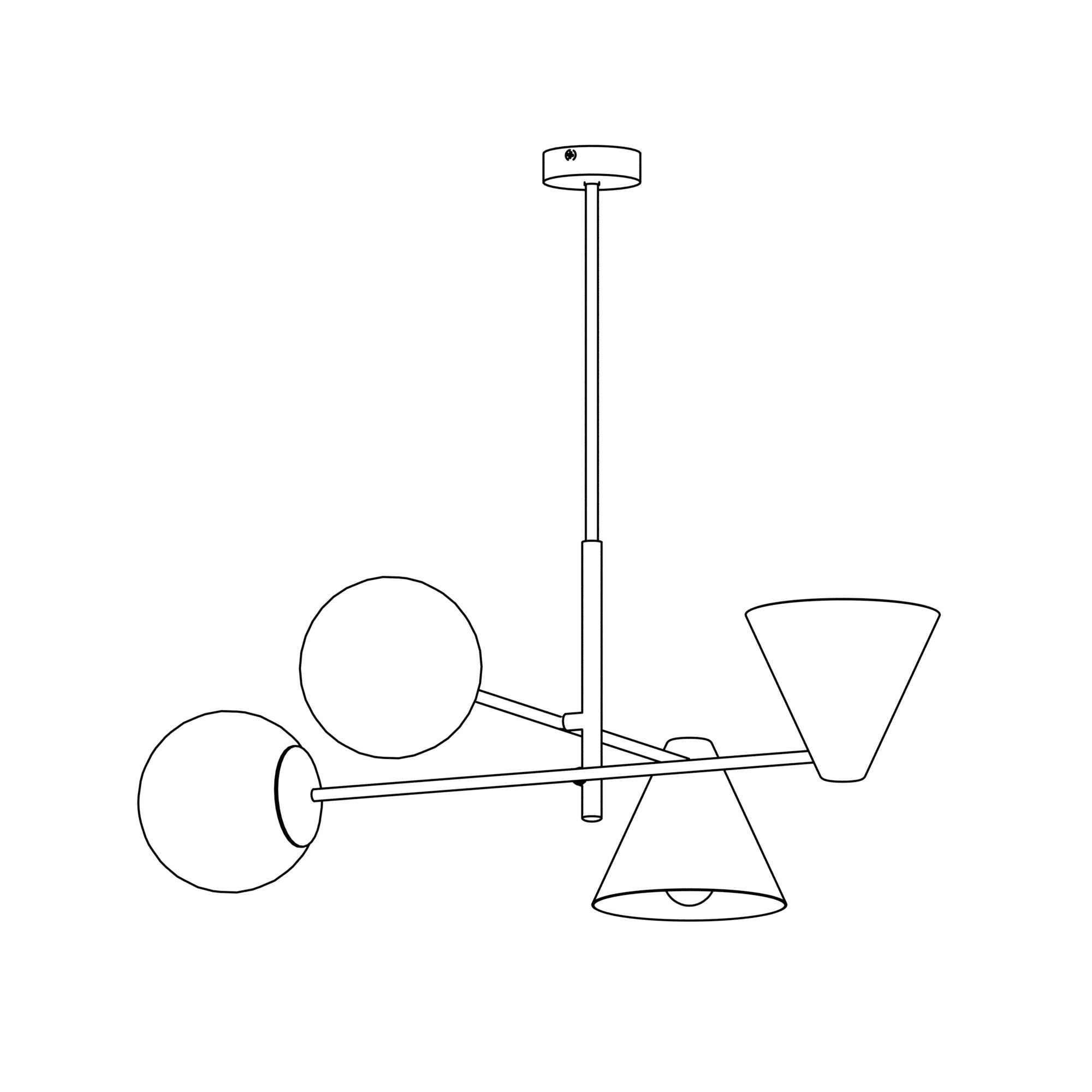 Lampa wisząca czarna INEZ sufitowa 4 - punktowa E14 klosz metalowy i okrągły - LAITICA