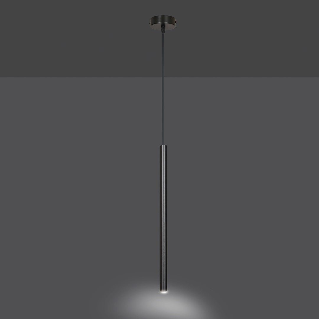 Lampa wisząca czarna SOFIA 1 - punktowa G9 klosz TUBA metalowa REGULOWANA - LAITICA