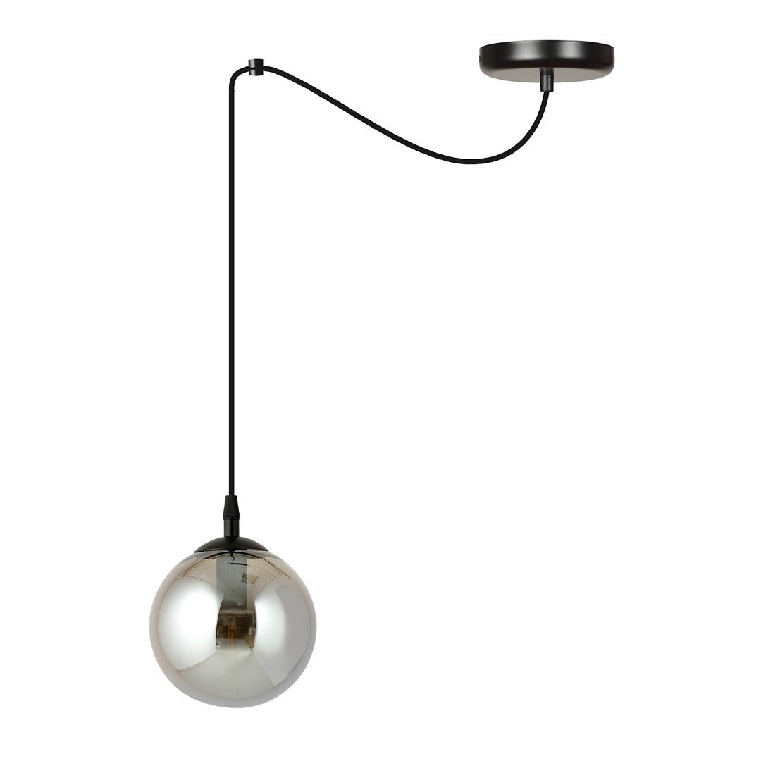 Lampa wisząca GIGI 1 BL GRAFIT pająk, klosze grafit, czarna - LAITICA