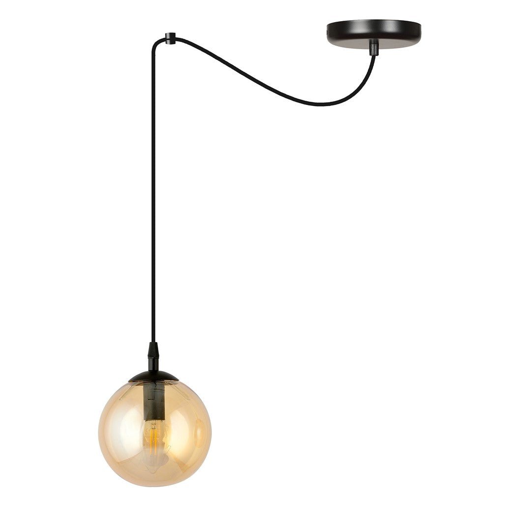 Lampa wisząca GIGI 1 BL MIODOWY pająk, klosz bursztyn czarna - LAITICA