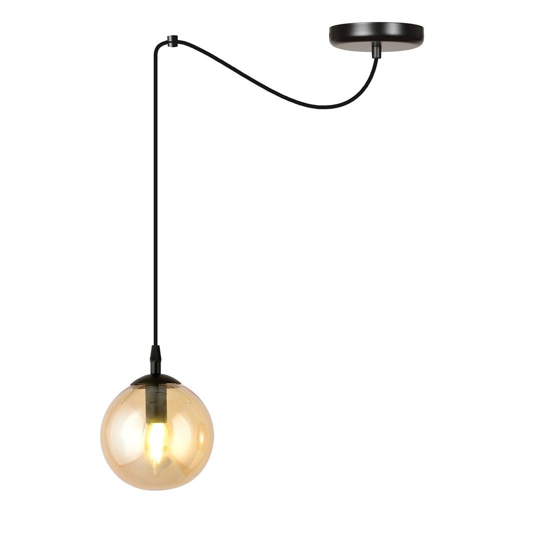 Lampa wisząca GIGI 1 BL MIODOWY pająk, klosz bursztyn czarna - LAITICA