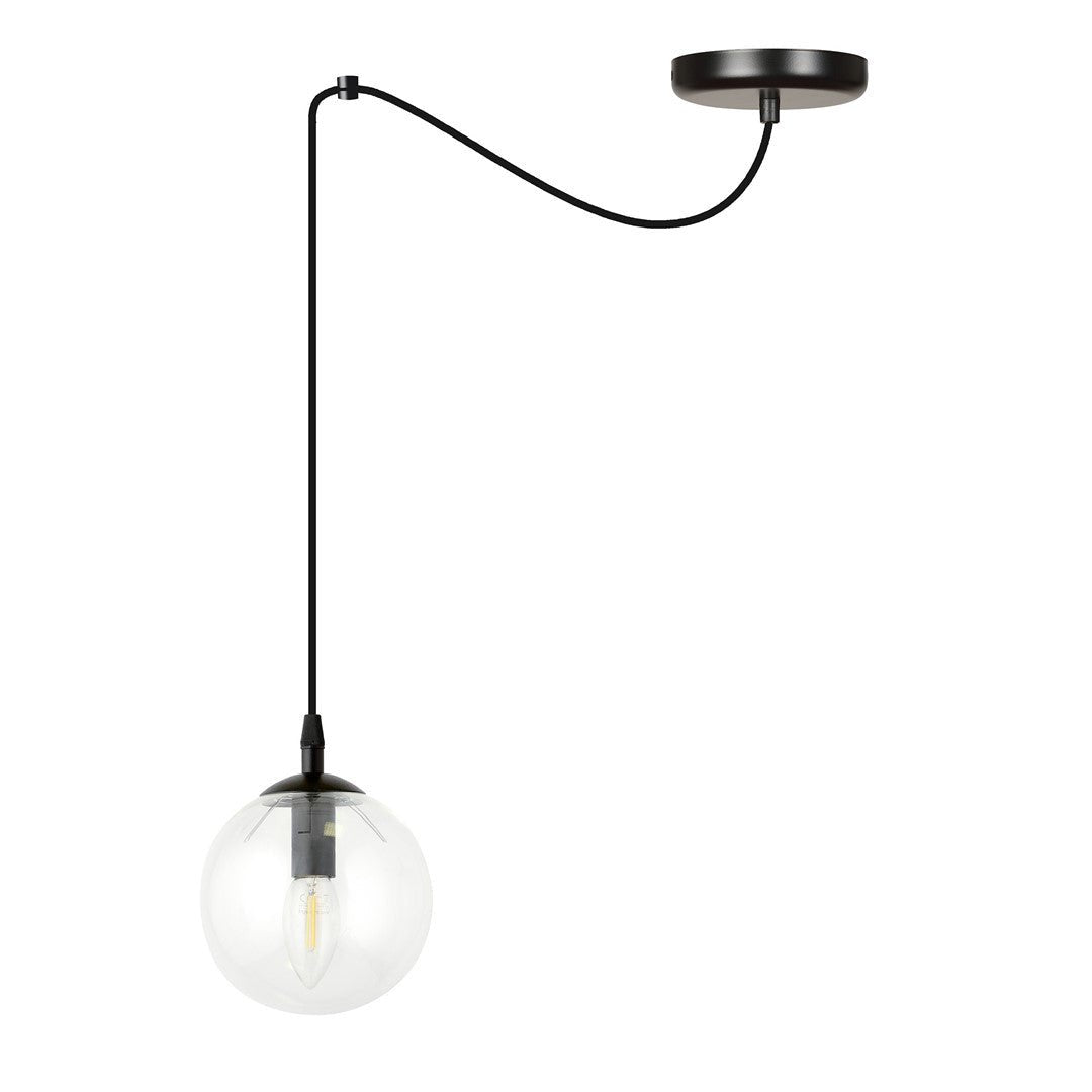 Lampa wisząca GIGI 1 BL TRANSPARENT pająk, klosze, czarna - LAITICA