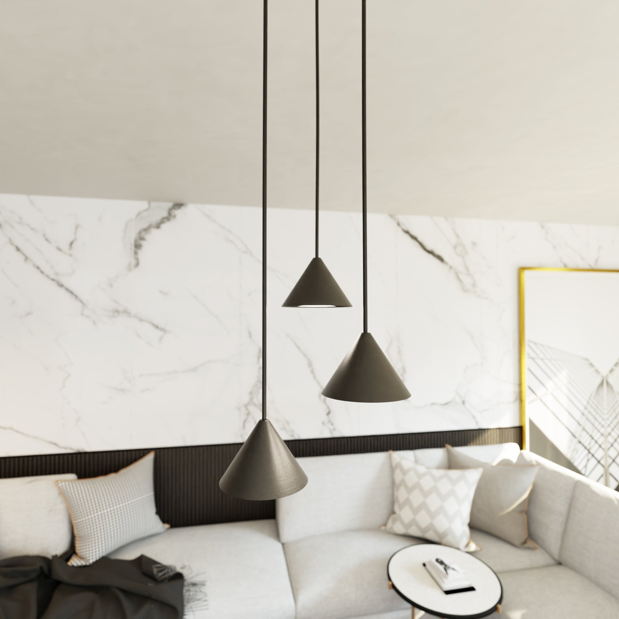 Lampa wisząca INEZ nowoczesny design SUFITOWA 3x klosz Metal GX53 regulacja - LAITICA