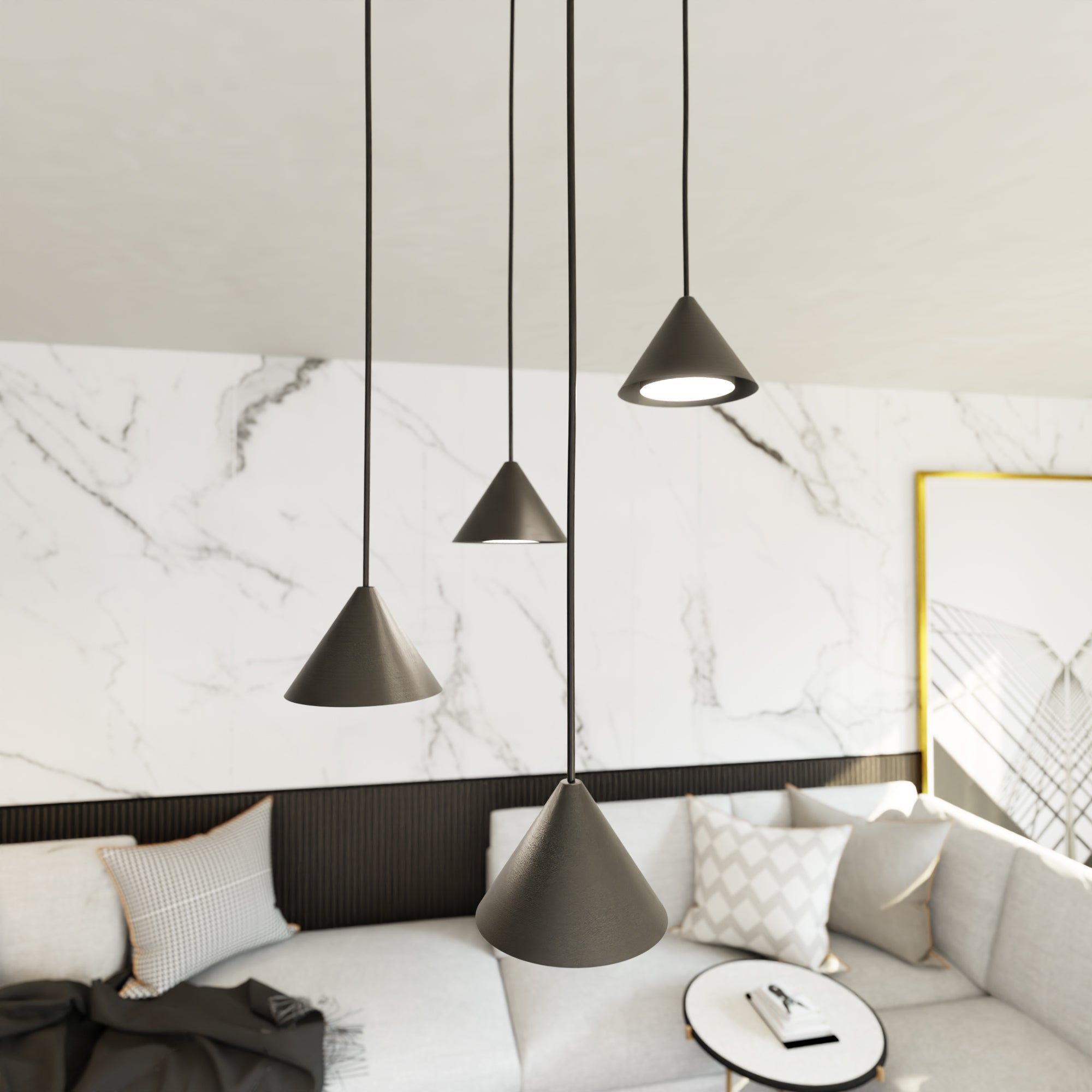 Lampa wisząca INEZ nowoczesny design SUFITOWA 4x klosz Metal GX53 regulacja - LAITICA
