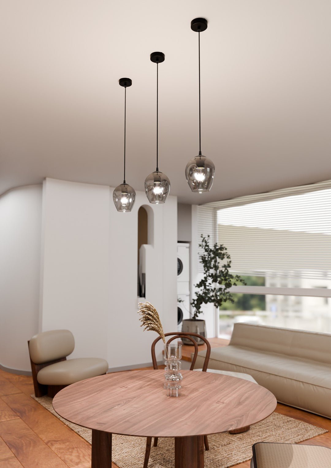 Lampa wisząca ISTAR 1 BL GRAFIT minimalistyczna klosz czarna - LAITICA