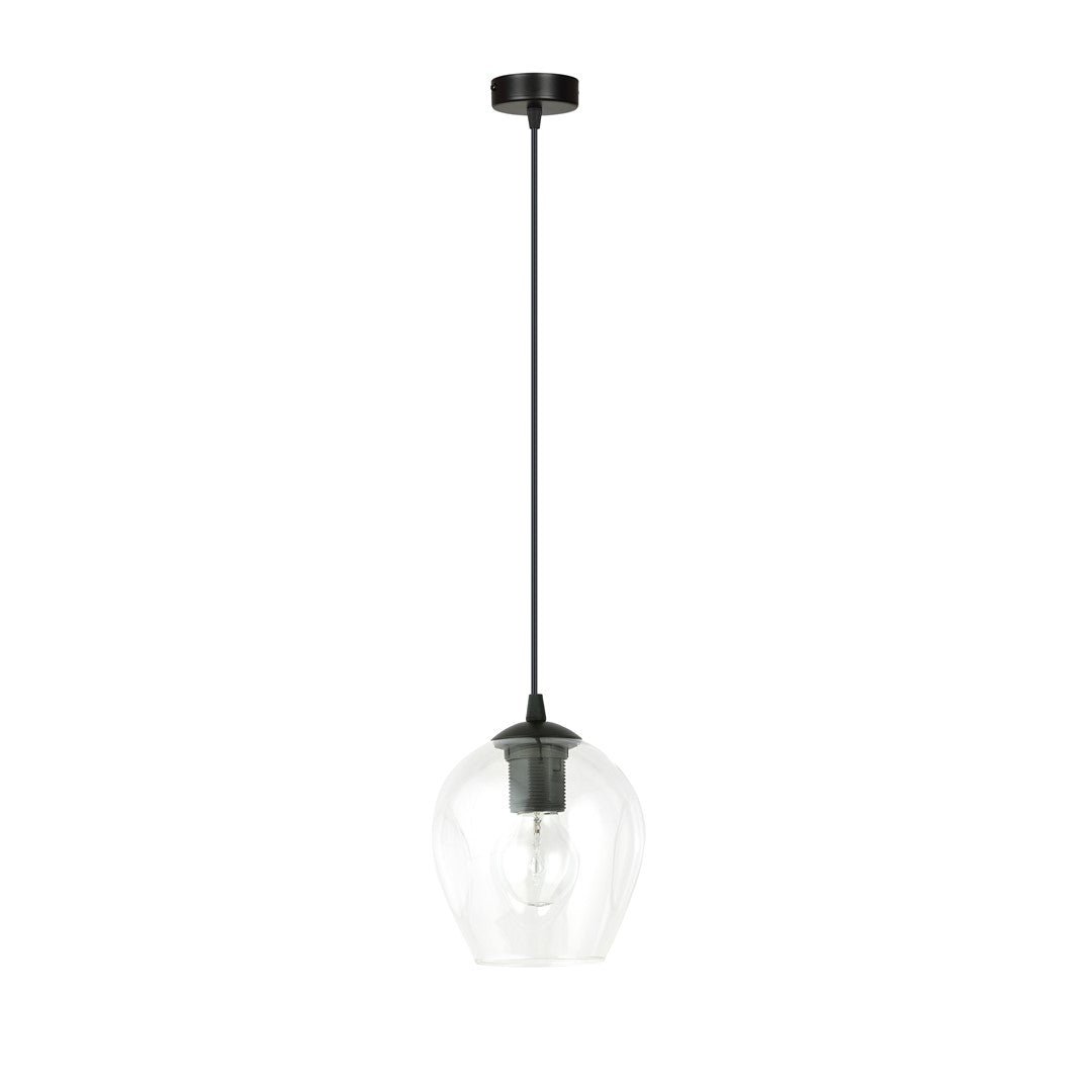 Lampa wisząca ISTAR 1 BL TRANSPARENT loft, klosz, czarna - LAITICA