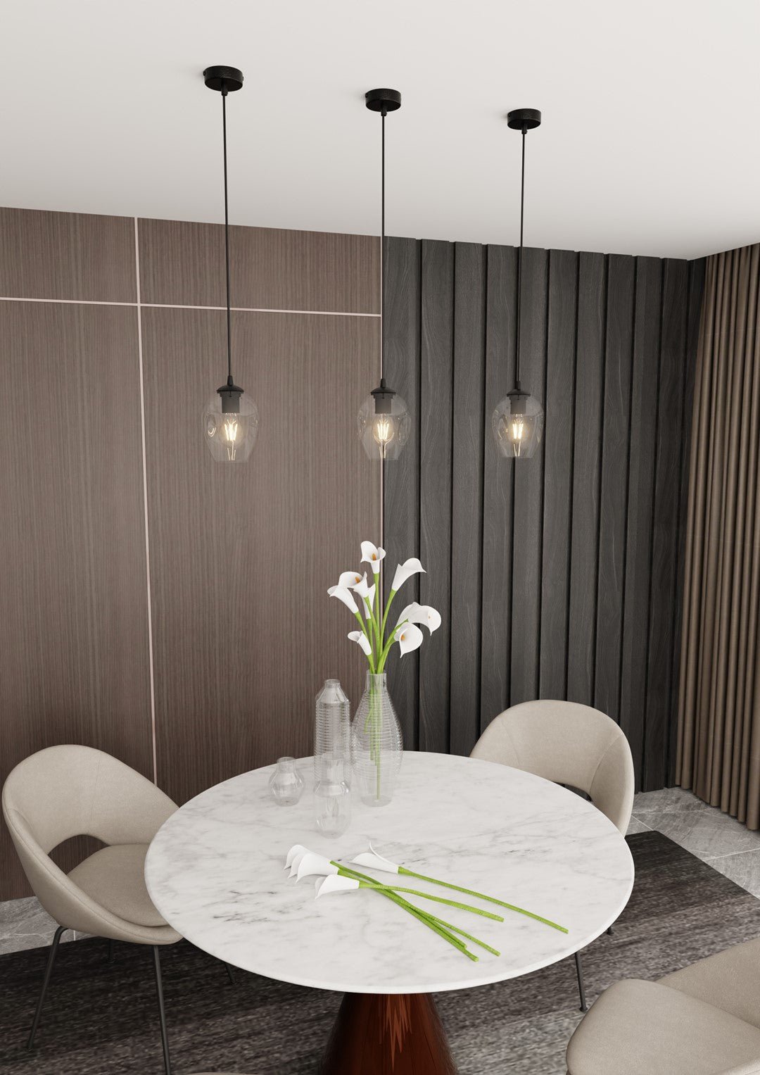 Lampa wisząca ISTAR 1 BL TRANSPARENT loft, klosz, czarna - LAITICA