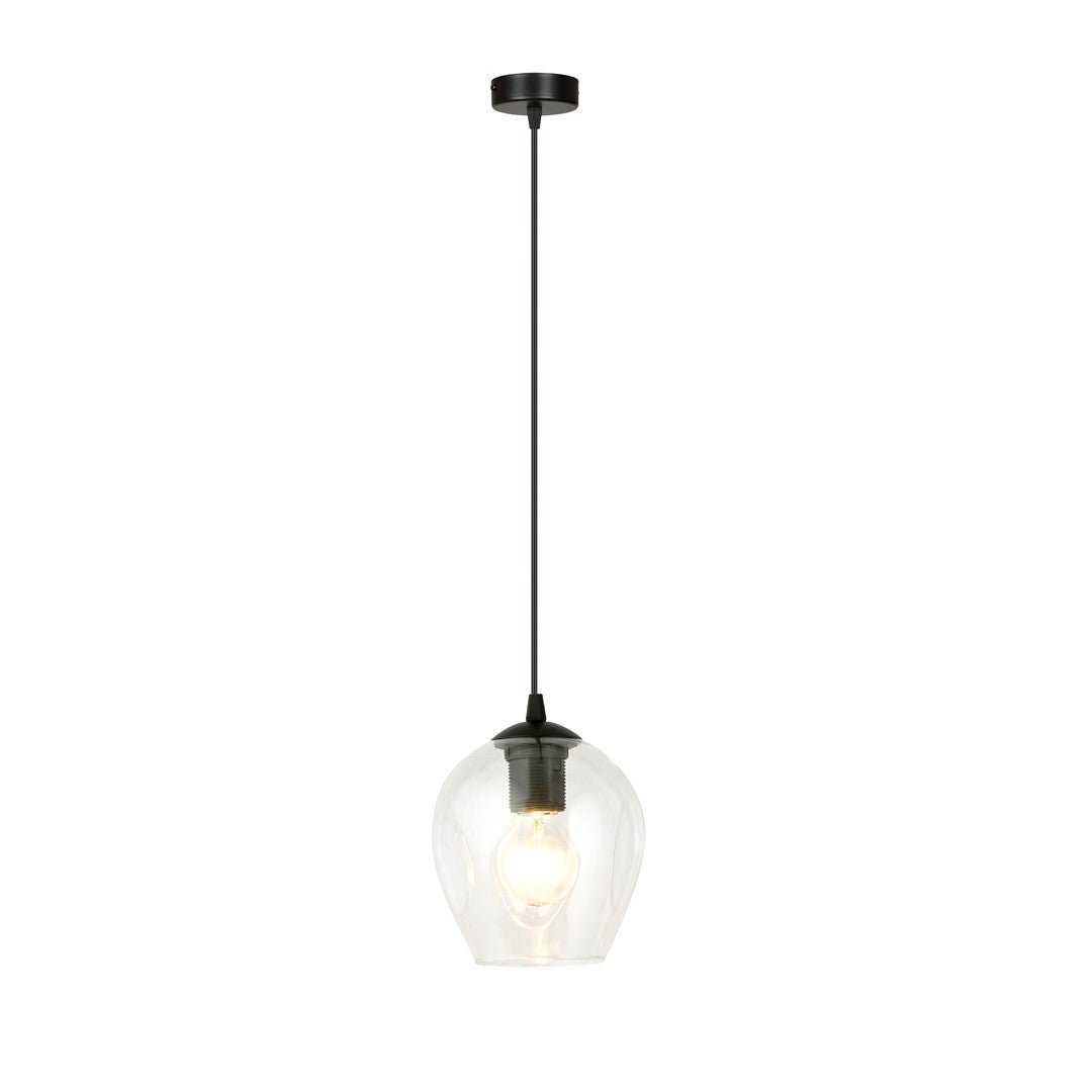 Lampa wisząca ISTAR 1 BL TRANSPARENT loft, klosz, czarna - LAITICA