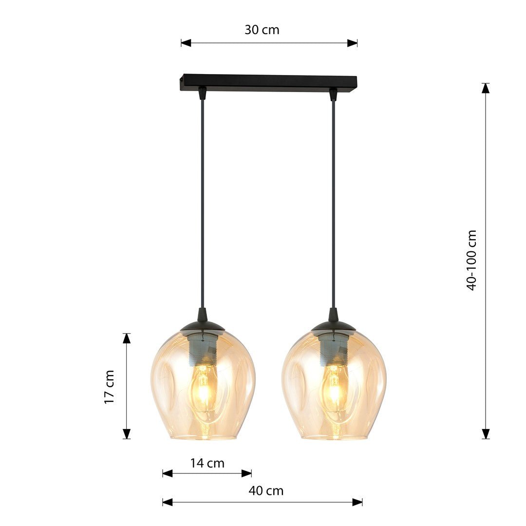 Lampa wisząca ISTAR 2 BL MIODOWY loft klosz bursztyn - LAITICA