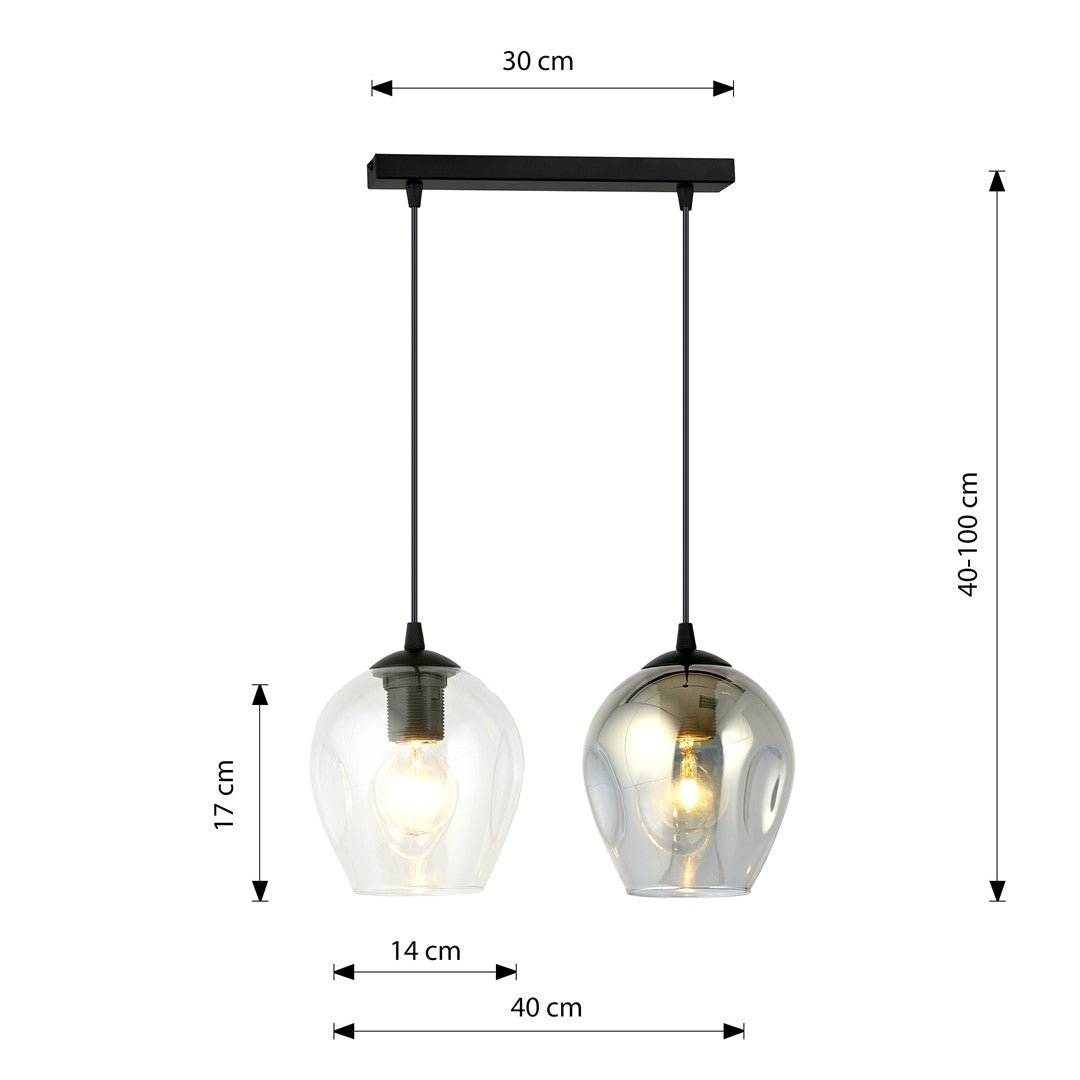 Lampa wisząca ISTAR 2 BL MIX loft, klosz kolor mix, czarna - LAITICA
