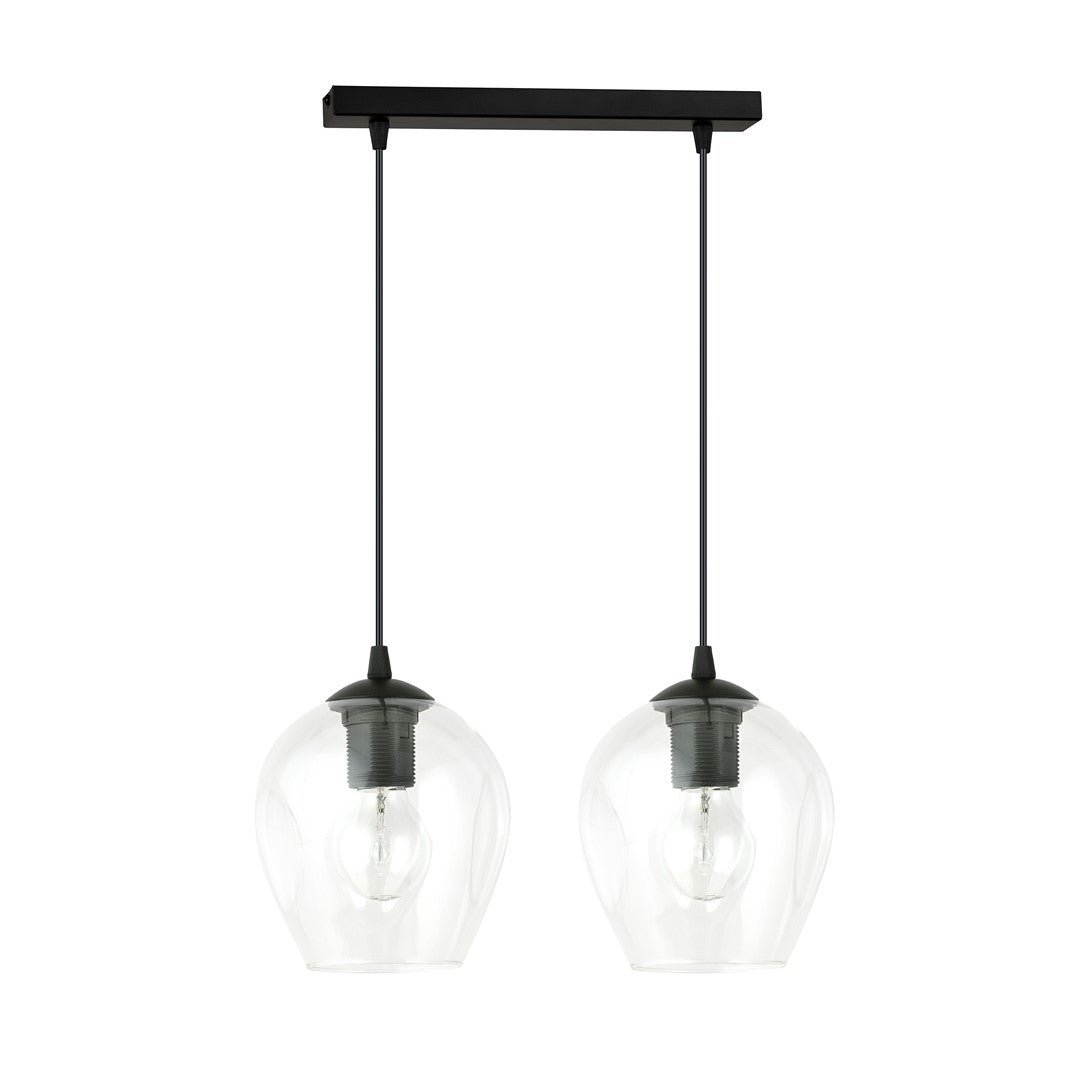 Lampa wisząca ISTAR 2 BL TRANSPARENT loft, klosz, czarna - LAITICA