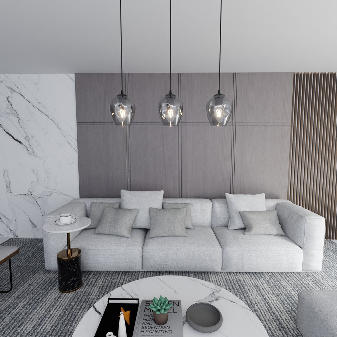 Lampa wisząca ISTAR 3 BL GRAFIT loft klosz grafit czarna - LAITICA