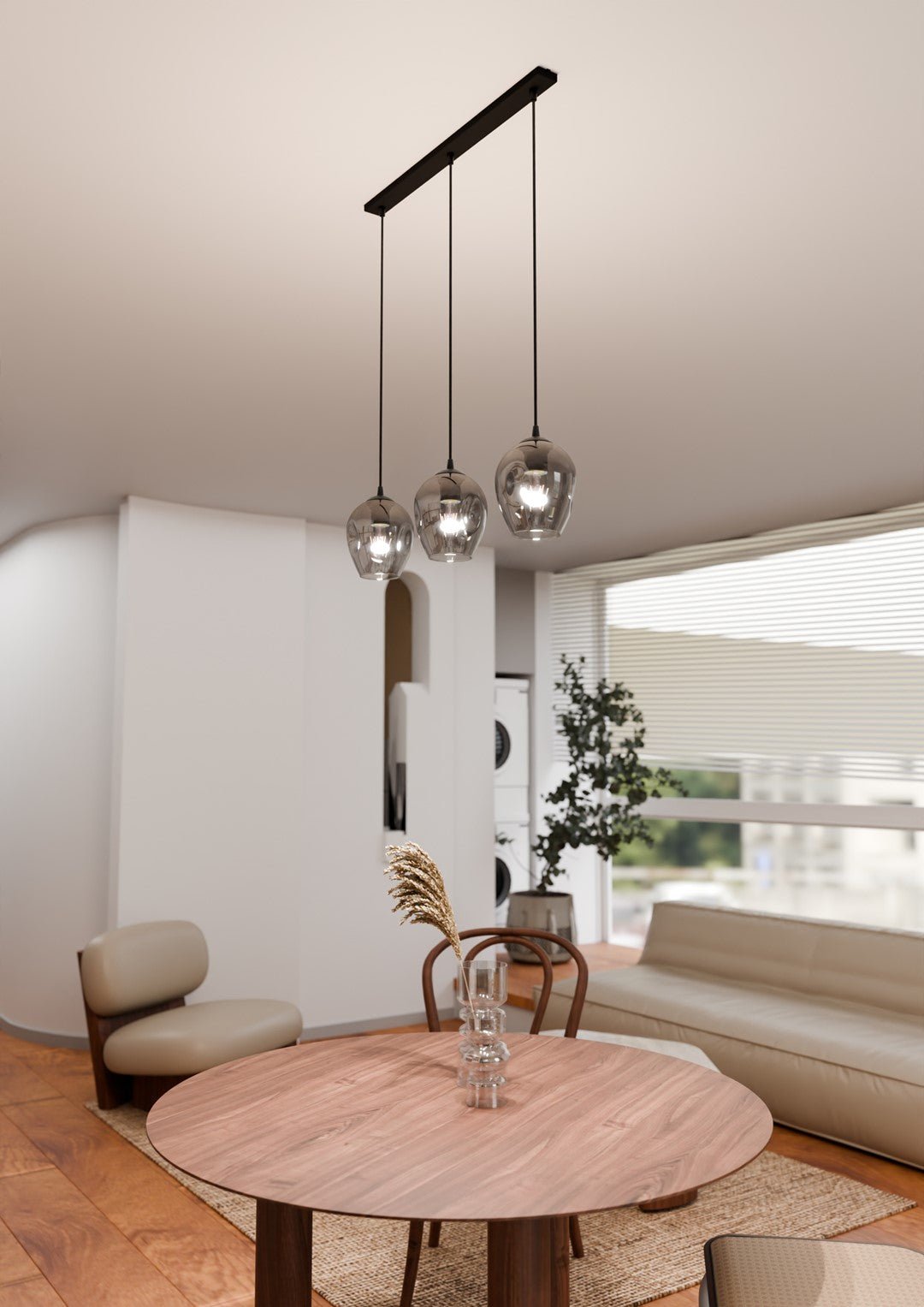Lampa wisząca ISTAR 3 BL GRAFIT loft klosz grafit czarna - LAITICA