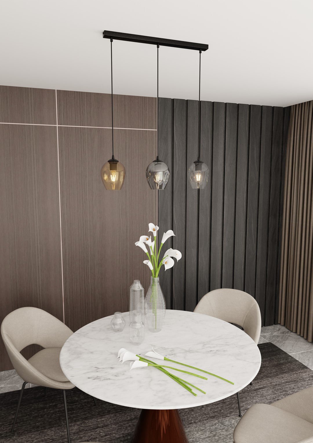 Lampa wisząca ISTAR 3 BL MIX loft klosze kolor mix czarna - LAITICA