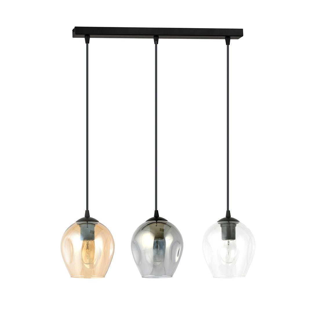 Lampa wisząca ISTAR 3 BL MIX loft klosze kolor mix czarna - LAITICA