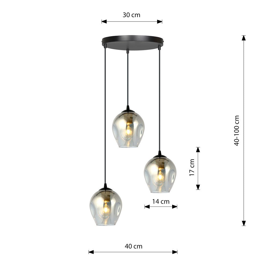 Lampa wisząca ISTAR 3 BL PREMIUM GRAFIT loft klosze grafit - LAITICA