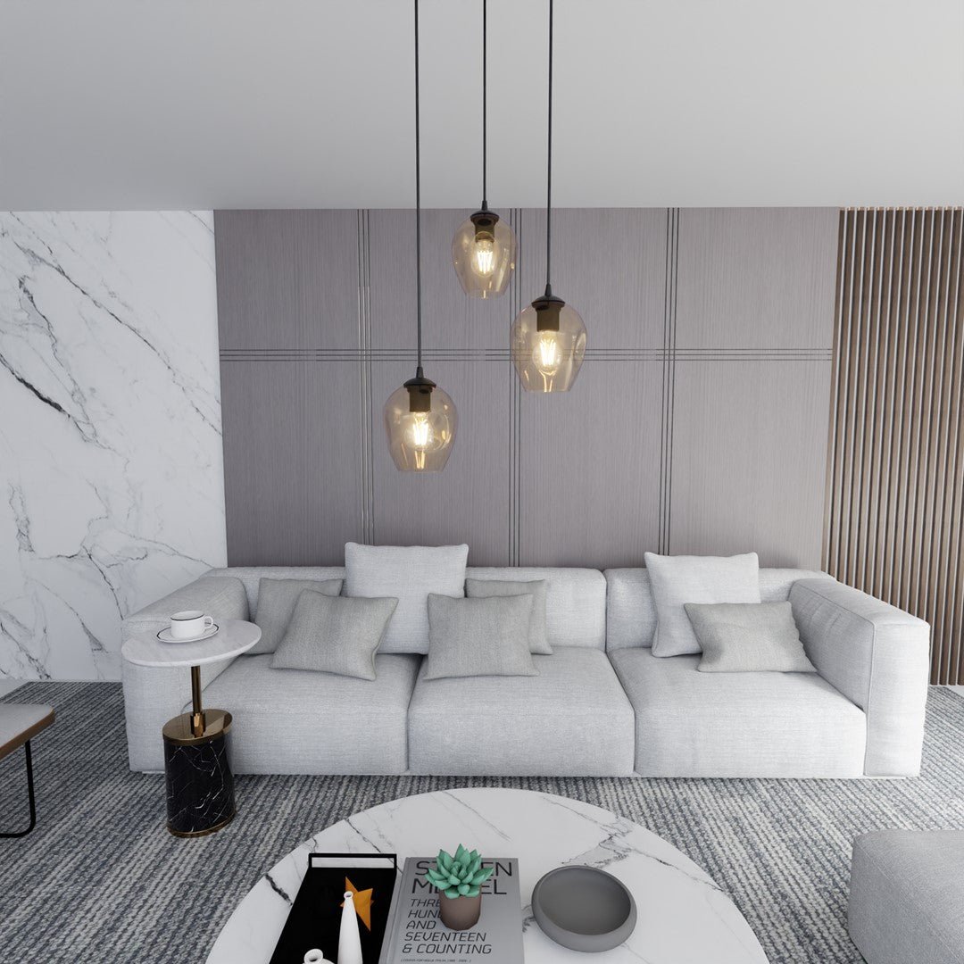 Lampa wisząca ISTAR 3 BL PREMIUM MIODOWY loft klosz bursztyn - LAITICA