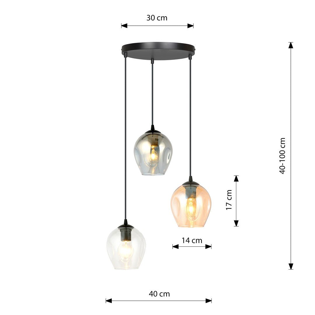 Lampa wisząca ISTAR 3 BL PREMIUM MIX loft klosze kolor mix - LAITICA