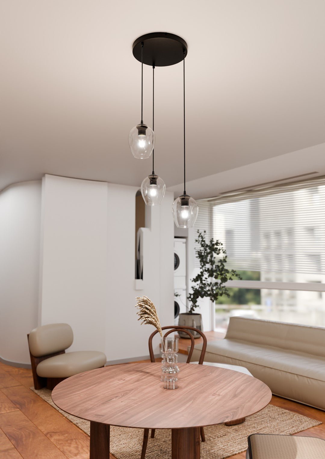 Lampa wisząca ISTAR 3 BL PREMIUM TRANSPARENT loft czarna - LAITICA