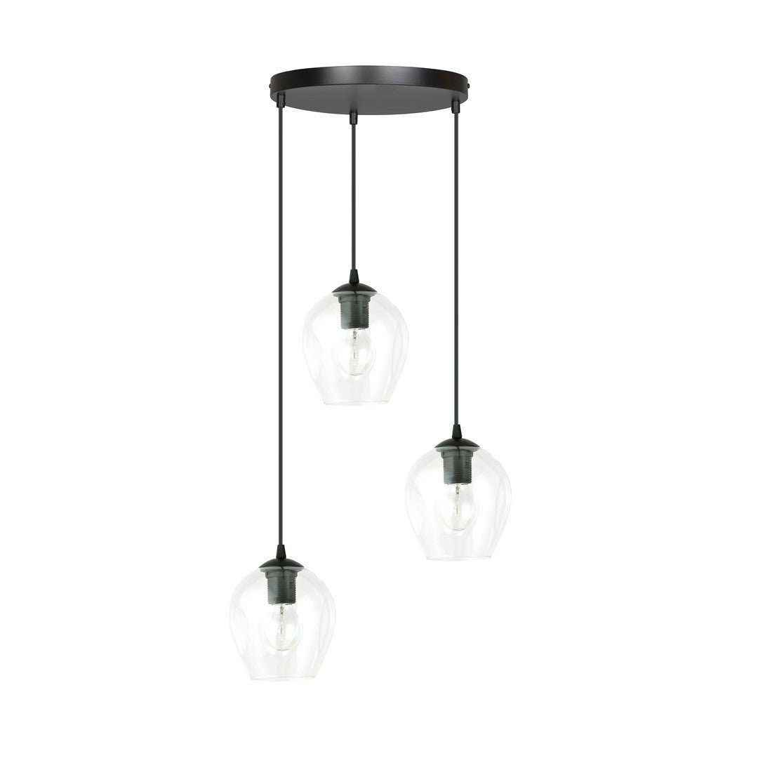 Lampa wisząca ISTAR 3 BL PREMIUM TRANSPARENT loft czarna - LAITICA