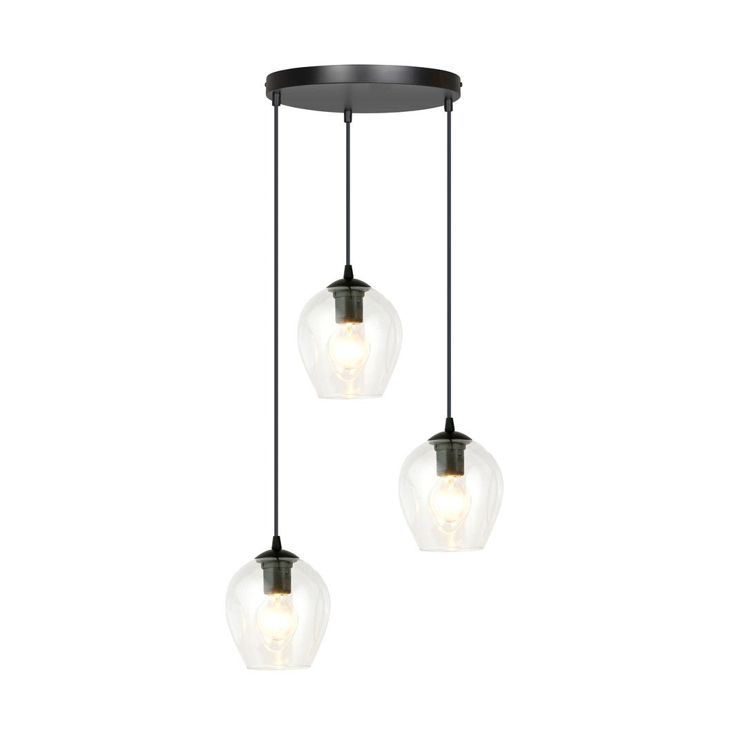 Lampa wisząca ISTAR 3 BL PREMIUM TRANSPARENT loft czarna - LAITICA