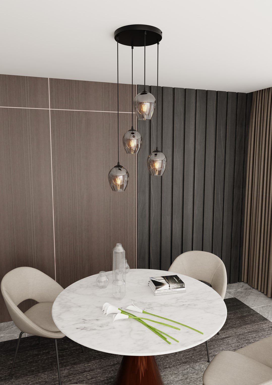 Lampa wisząca ISTAR 4 BL PREMIUM GRAFIT loft klosz grafit - LAITICA