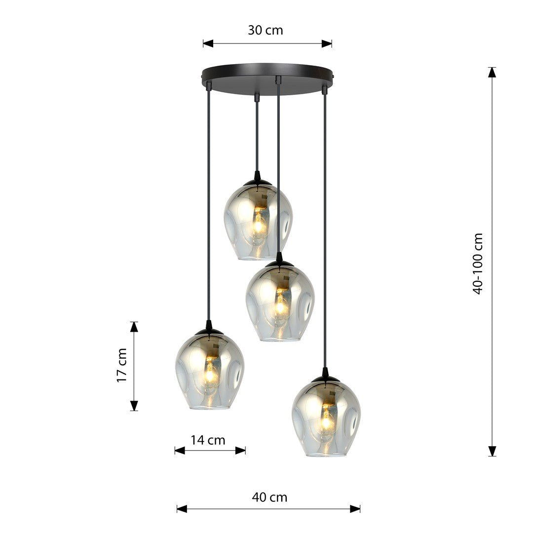 Lampa wisząca ISTAR 4 BL PREMIUM GRAFIT loft klosz grafit - LAITICA