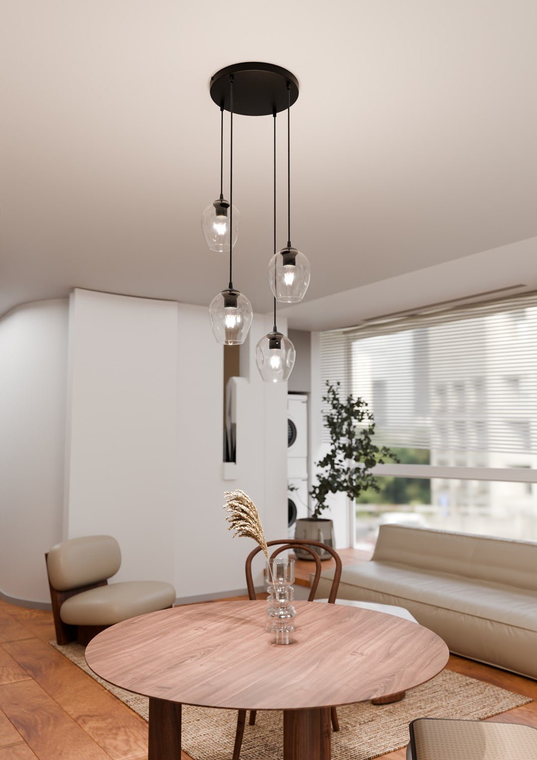 Lampa wisząca ISTAR 4 BL PREMIUM TRANSPARENT klosze, czarna - LAITICA