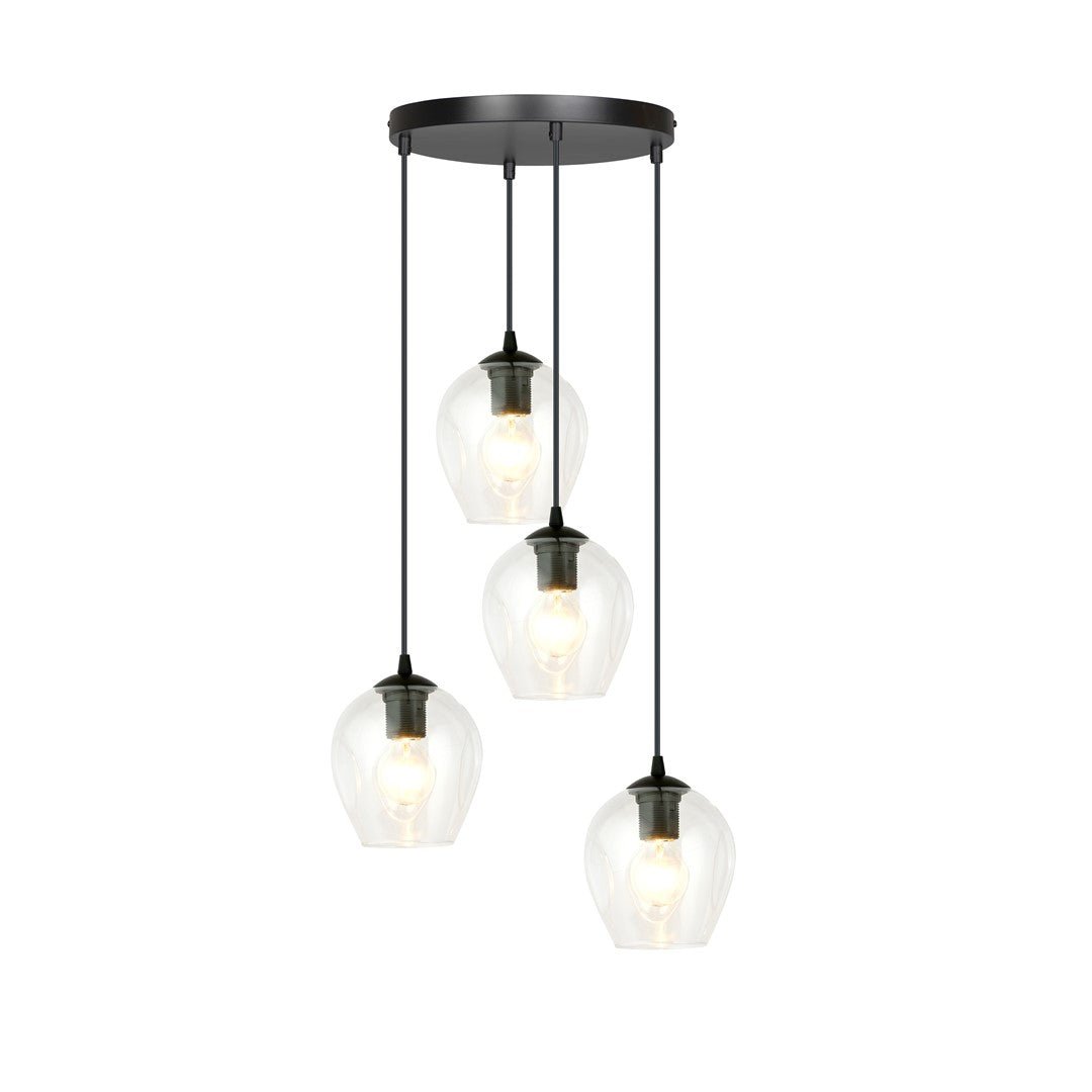 Lampa wisząca ISTAR 4 BL PREMIUM TRANSPARENT klosze, czarna - LAITICA