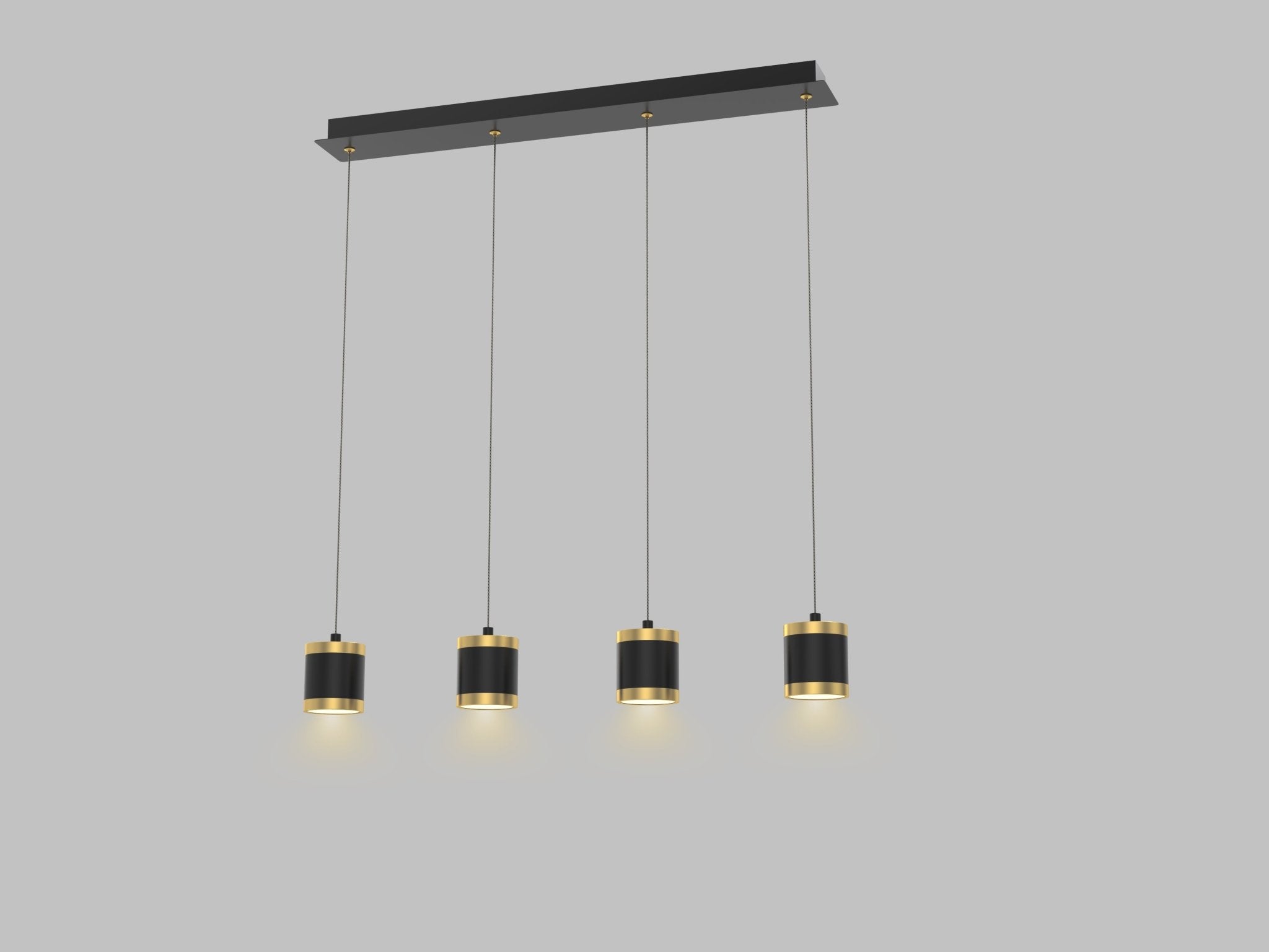 Lampa wisząca LED MALTA 4 klosze barwa ciepła czarno - złota WISZĄCA 34W - LAITICA