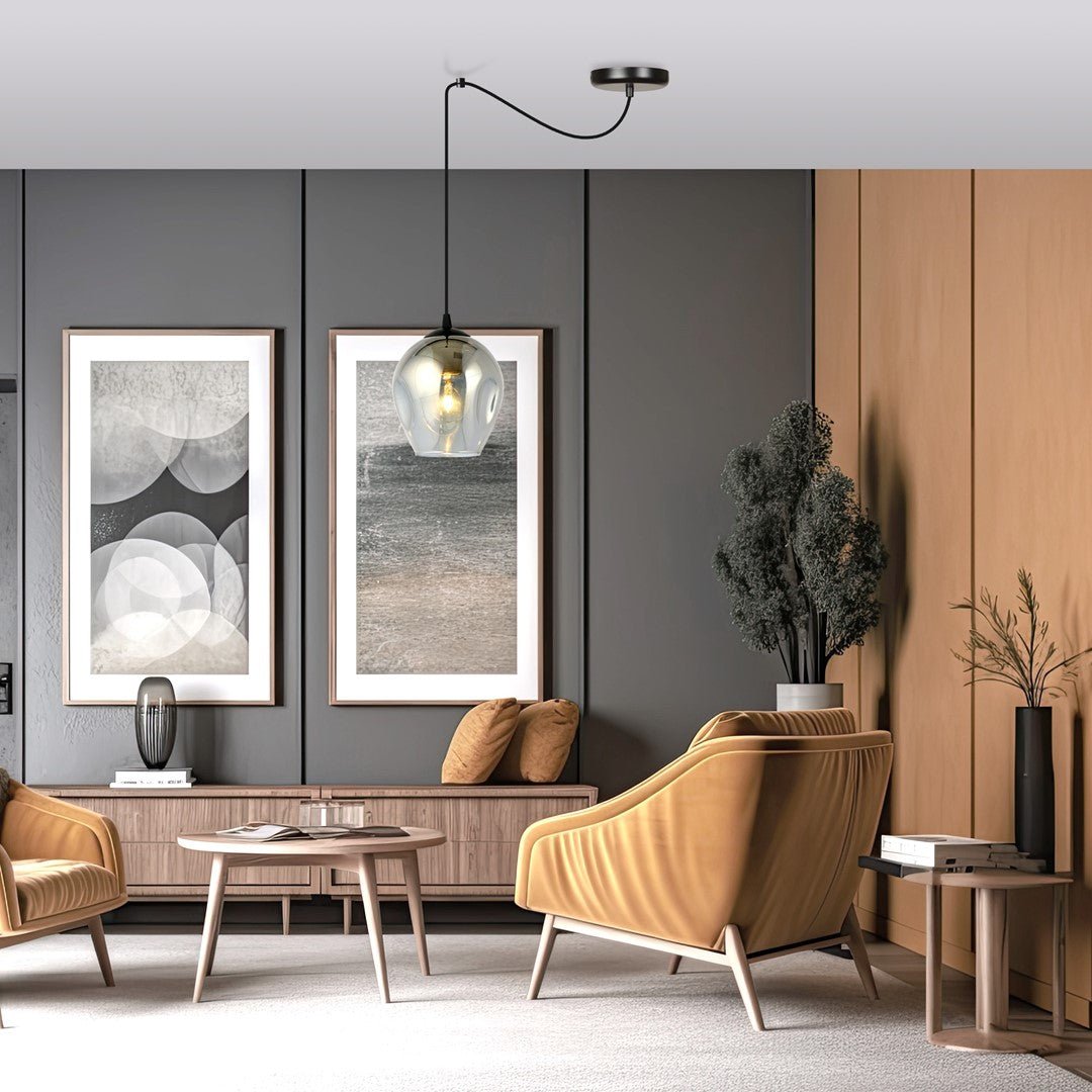 Lampa wisząca LEVEL 1 BL GRAFIT pająk, klosze grafit, czarna - LAITICA